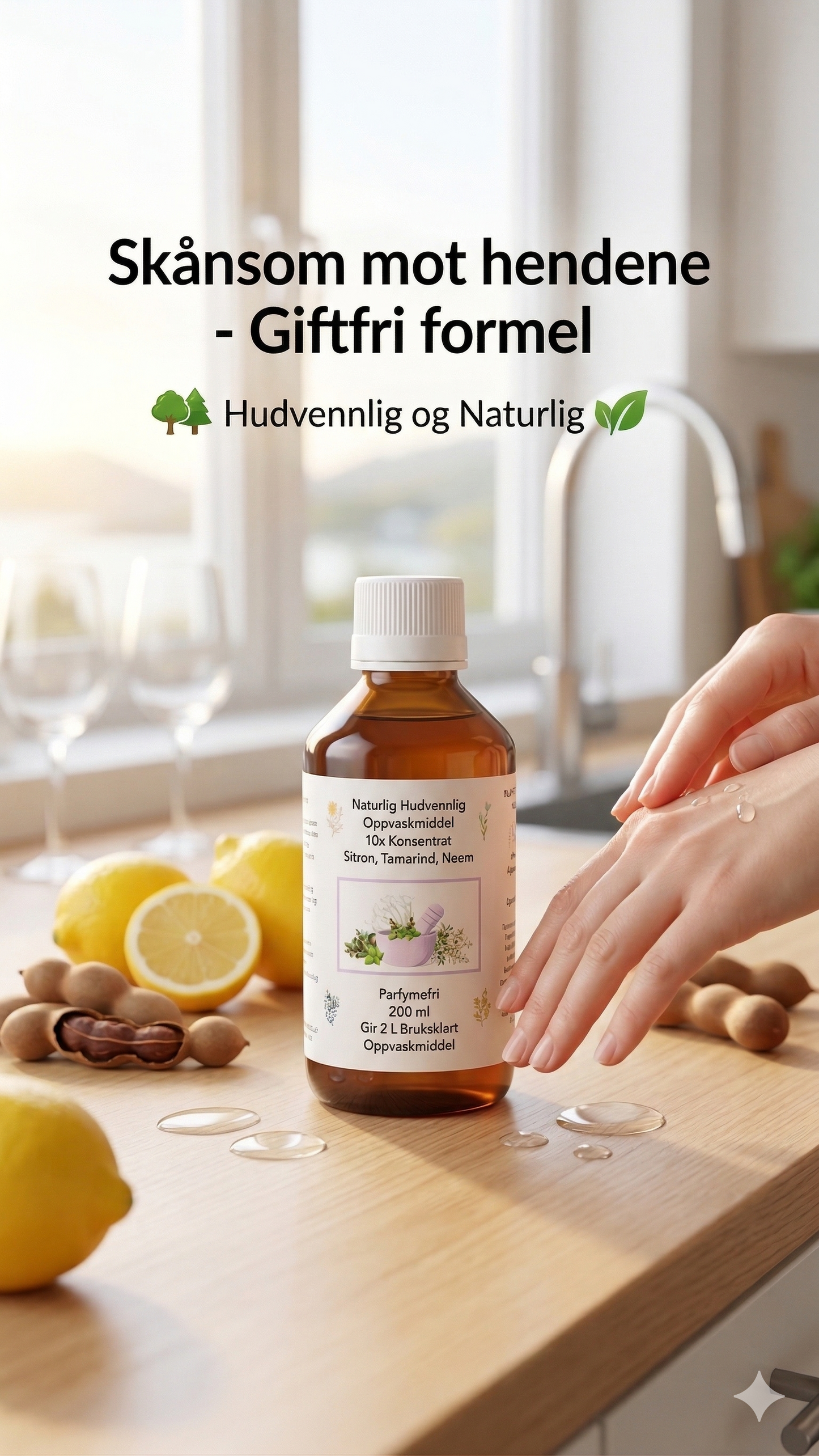 Naturlig Sitron Tamarind Oppvaskmiddelkonsentrat | Mildt mot Hendene